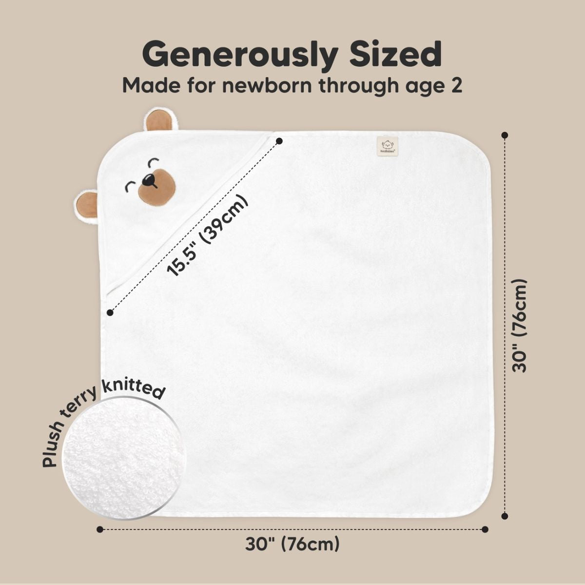 KeaBabies Cuddle Baby Hooded Towel Regular - Grizzly - Versatile and Practical for Everyday Use