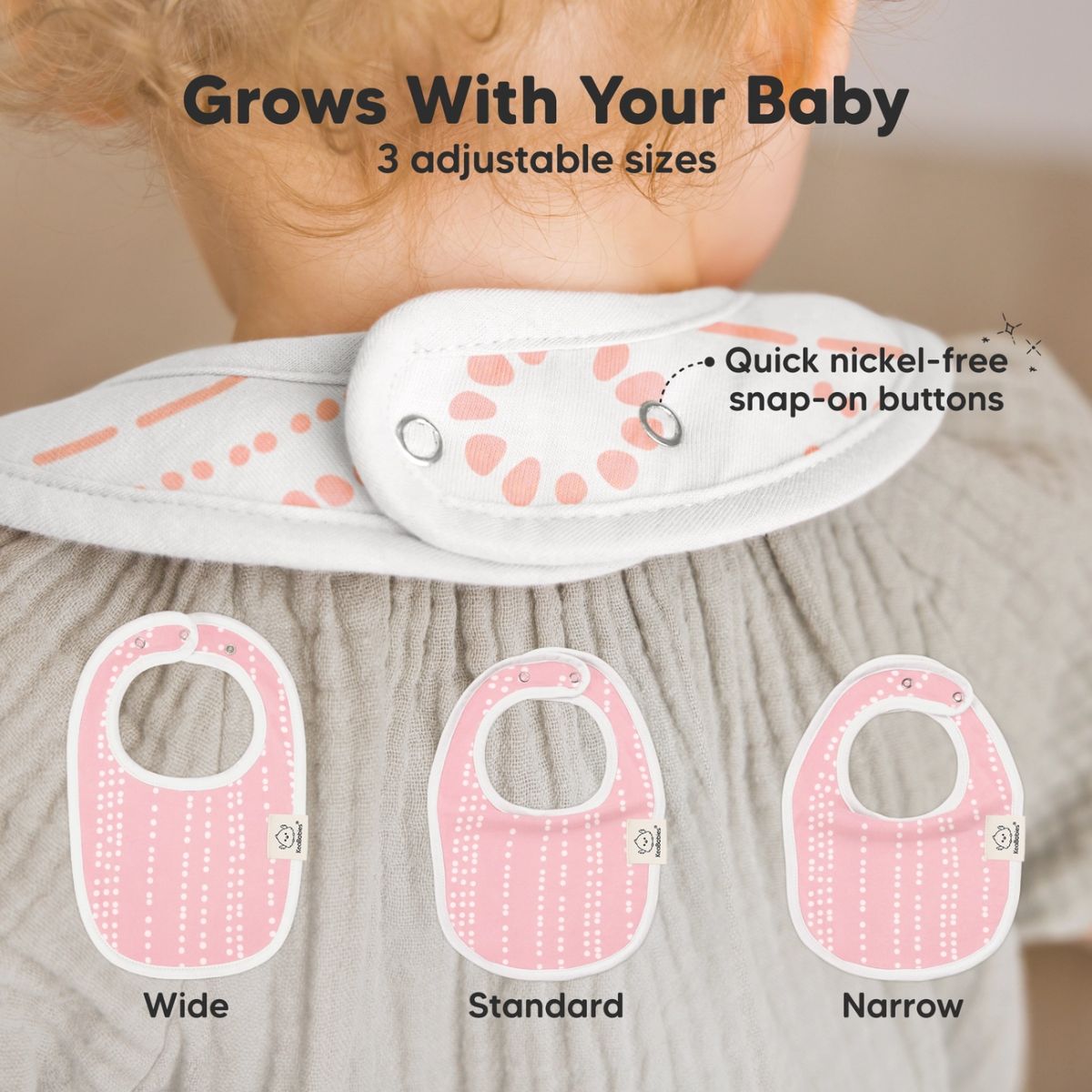 KeaBabies Organic Drool Bibs 8-Pack for Teething Babies 0-24M - Sweet Charm - Adjustable Fit That Grows with Your Baby