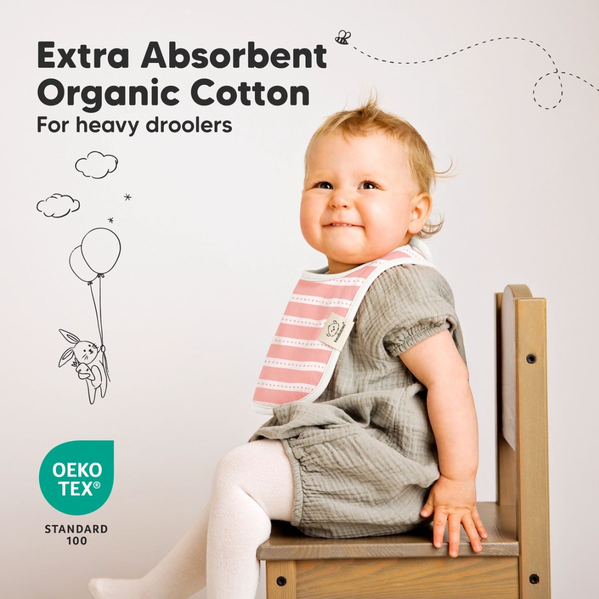 KeaBabies Organic Drool Bibs 8-Pack for Teething Babies 0-24M - Sweet Charm - Maximum Absorption and Waterproof Protection